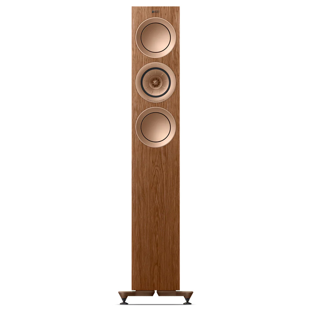 KEF R5 Meta Speakers – Walnut - front