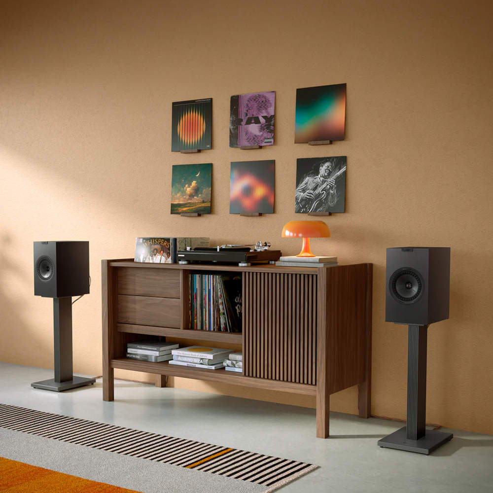 KEF SQ1 Speaker Stands - Slate Grey - lifestyle
