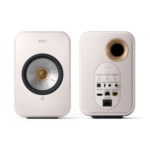 KEF LSX II Speakers - Mineral White - Front and back