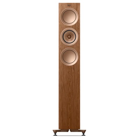 KEF R5 Meta Speakers – Walnut - front